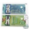 Image 1 : 2013 Canada $5 Banknote with 3 Digit RADAR with Serial HBS5003005 & a Scarcer $20 Banknote BC-71ai w