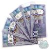 Image 1 : Estate Lot of 5x 2017 Canada $10 Uncirculated Commemorative Notes with Prefix CDA, CDB, CDC, CDD & C