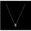 Image 2 : 1.00 ctw Sapphire and Diamond Pendant With Chain - Platinum and 14KT White Gold