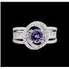 Image 2 : 1.10 ctw Tanzanite and Diamond Ring - 14KT White Gold