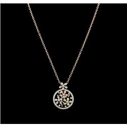 2.01 ctw Diamond Pendant With Chain - 14KT Tri Color Gold