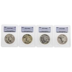 Lot of (4) 1923 $1 Peace Silver Dollar Coins PCGS MS63