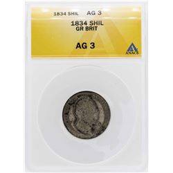1834 Great Britain Shilling Silver Coin ANACS AG3