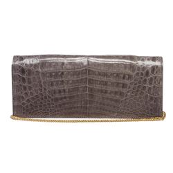 MCM Charcoal Gray Crocodile Clutch Shoulder Bag