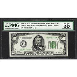 1928A $50 Federal Reserve Note New York Fr.2101-B PMG About Uncirculated 55
