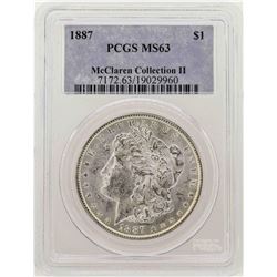 1887 $1 Morgan Silver Dollar Coin PCGS MS63