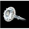 Image 1 : 4.50 ctw Aquamarine and Diamond Ring - 18KT White Gold