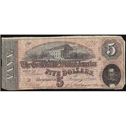 1864 $5 Confederate States of America Note