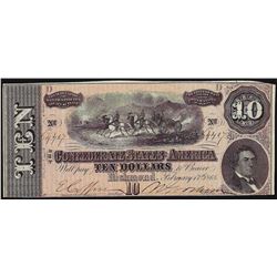 1864 $10 Confederate States of America Note