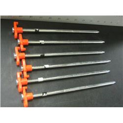 Set of 6 Heavy duty 1/4" x 10" Tent pegs/ excellent for rocky hard ground