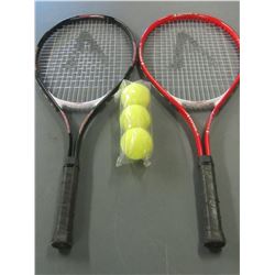 Set of 2 New Tennis Raquets and 3 Balls / with carry case