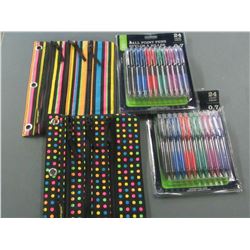 48 Ball point pens with 2 pen/pencil cases