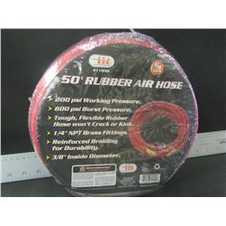 50 ft new rubber Air Hose / 3/8 with 1/4 brass fittings