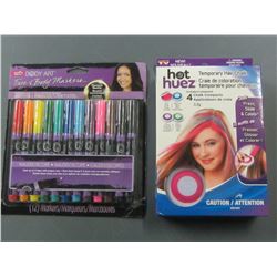 Body Art face and body Markers & Hot Huez Temporary Hair Chalk