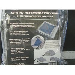 New 12 x 16 foot Reversable Tarp / silver or blue /  with reinforced corners