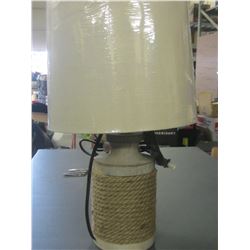 18 inch tall Rope table accent Lamp / shade needs nut on top