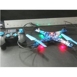 Drone has battery pack turns on / no charger as-is not tested unknown cond.