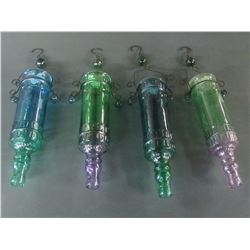 4 Glass Hanging Bottles / Hummingbird feeders / 19.99 price tags each