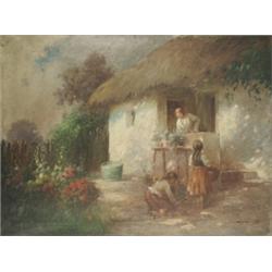 Ács Ágoston (1889-1947): Falusi udvar gyerekekkel