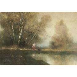 Kézdi-Kovács Elemér (1898-): Tájkép kutyát sétáltató novel