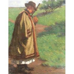 Glatz Oszkár (1872-1958): Pipázó juhász