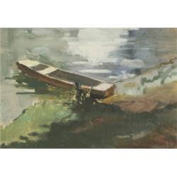 Rozs János (1901-1987): Folyópart csónakkal