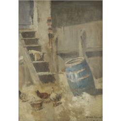 Deák Ébner Lajos (1850-1934): Udvarrészlet tyúkokkal