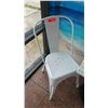 Image 2 : Square Table 24X24 w/Round Metal Base, 2 Retro Style White Chairs