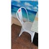 Image 2 : Square Table 24X24 w/Round Metal Base, 2 Retro Style White Chairs