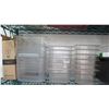 Image 2 : Contents of 2 Shelves: Clear Plastic Containers, Black Plastic Bins, etc.