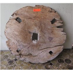 Aged Teak Wheel, Approx 33" Dia.