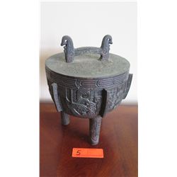 Bronze Cast Lidded Urn, Approx. 11" H