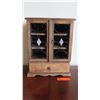 Image 1 : Miniature Wooden Cabinet w/Bottom Drawer, Scroll Metal Accents, Approx. 14" H