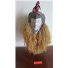 Image 1 : African Tribal Mask, Polychromed Wood w/ Raffia Collar, 23" H