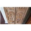 Image 4 : Tall Steepled Carved Indonesian Wooden Cabinet, 40" H, Carved Figural & Skull Motifs