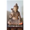 Image 1 : Balinese Carved Wooden Hindu Deity w/ Cobra, 26" H (wood split)