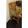 Image 10 : Painted Gilt Wooden Egyptian Revival Chair, Reproduction, Inlaid Woven Seat, 25" x 22" x 41"