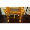 Image 14 : Painted Gilt Wooden Egyptian Revival Chair, Reproduction, Inlaid Woven Seat, 25" x 22" x 41"