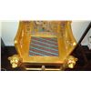Image 3 : Painted Gilt Wooden Egyptian Revival Chair, Reproduction, Inlaid Woven Seat, 25" x 22" x 41"