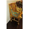Image 9 : Painted Gilt Wooden Egyptian Revival Chair, Reproduction, Inlaid Woven Seat, 25" x 22" x 41"