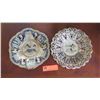 Image 1 : Qty 2 Painted Egyptian Decorative Metal Plates w/ Gilt Detail, Approx 9.5" Dia.