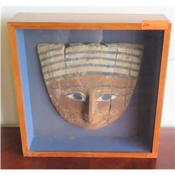 Authentic Wood Mummy Mask from Sarcophagus, Circa 5-3rd Century B.C.E, Ptolemaic Period, 14.5"