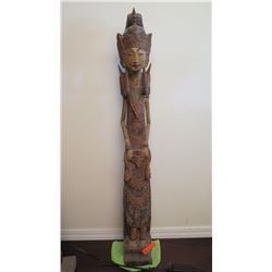 Tall Wayang Carved Wooden Male Figure (51" to 60" H), Polychromed