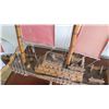 Image 14 : Large Wooden Ship Model, Used as Movie Prop, 4-Masted Ship w/ Rigging, Approx. 58" L, 38" H, Aged Co