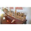 Image 20 : Large Wooden Ship Model, Used as Movie Prop, 4-Masted Ship w/ Rigging, Approx. 58" L, 38" H, Aged Co