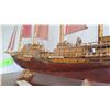 Image 24 : Large Wooden Ship Model, Used as Movie Prop, 4-Masted Ship w/ Rigging, Approx. 58" L, 38" H, Aged Co