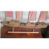 Image 27 : Large Wooden Ship Model, Used as Movie Prop, 4-Masted Ship w/ Rigging, Approx. 58" L, 38" H, Aged Co