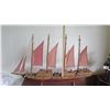 Image 28 : Large Wooden Ship Model, Used as Movie Prop, 4-Masted Ship w/ Rigging, Approx. 58" L, 38" H, Aged Co