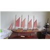 Image 2 : Large Wooden Ship Model, Used as Movie Prop, 4-Masted Ship w/ Rigging, Approx. 58" L, 38" H, Aged Co