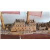 Image 4 : Large Wooden Ship Model, Used as Movie Prop, 4-Masted Ship w/ Rigging, Approx. 58" L, 38" H, Aged Co